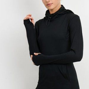 Hoodie Longline Pullover With Drawstring